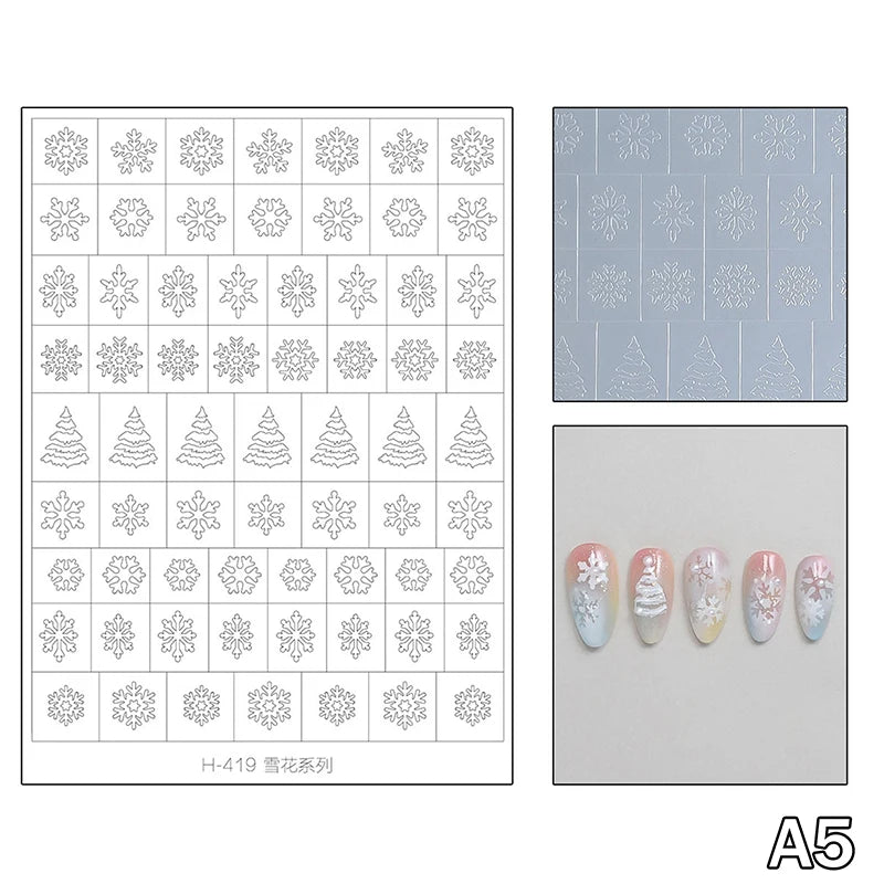 Christmas Airbrush Nail Stencils – Snowflake & Tree Hollow Stickers