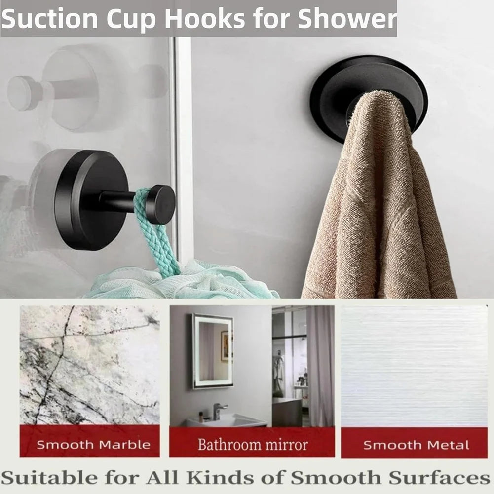 4-Pack No-Drill Suction Cup Hooks for Shower, Kitchen & Bathroom