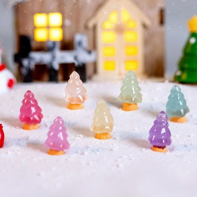 10 Pcs Luminous Christmas Tree Resin Charms for Jewelry Making