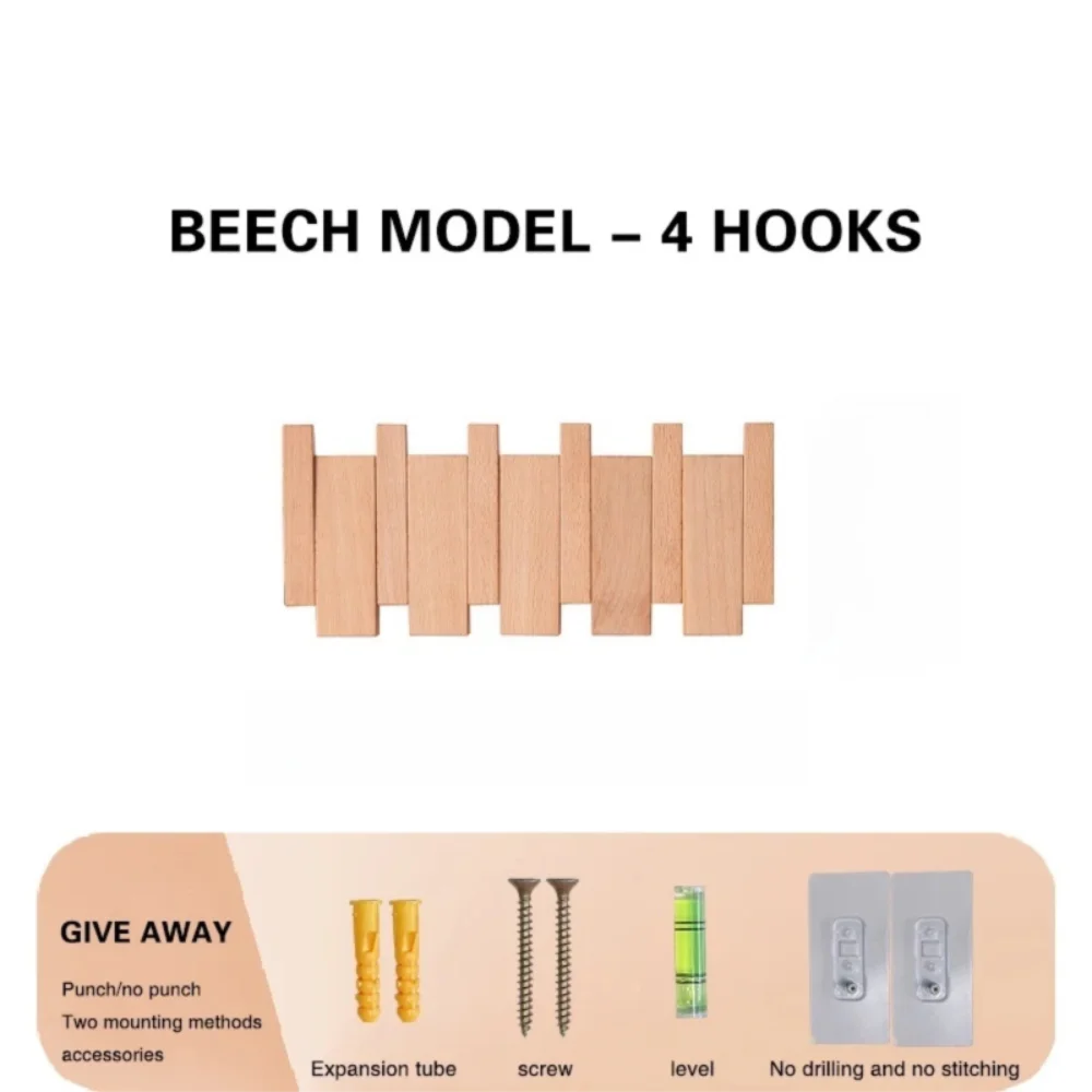 Wood Wall Coat Rack 8 Hooks – Piano Key Design | VIBE