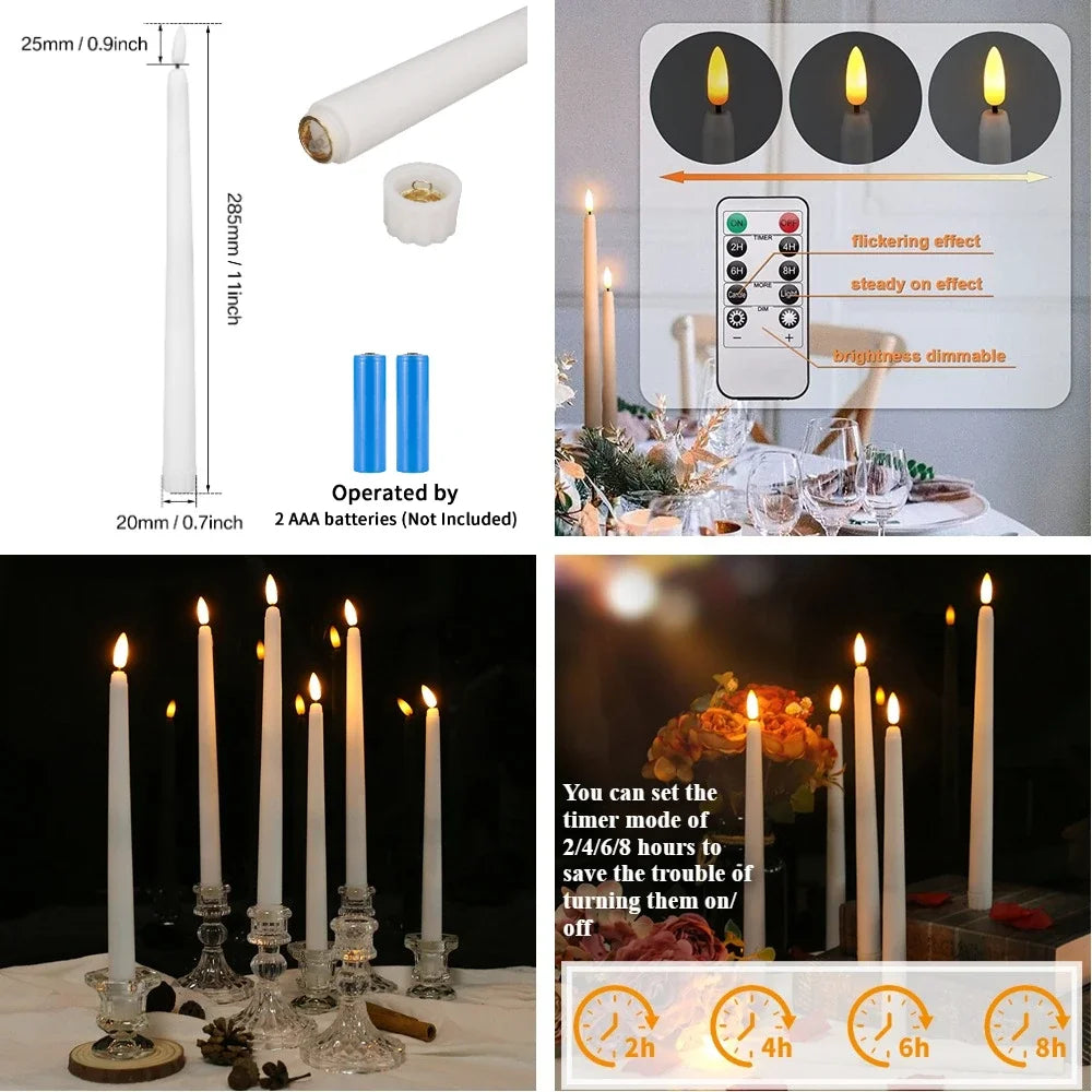 Flameless LED Taper Candles with Remote & Timer | Set of 6–24