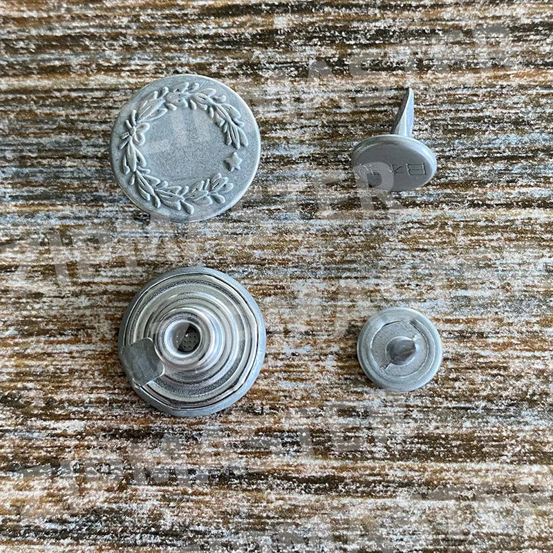 YKK Wheat Ear Denim Tack Buttons Retro Silver – 20–100 Sets