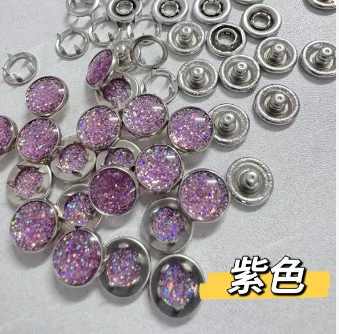 YKK Purple Pearlescent Metal Snap Buttons – 10/30/100 Sets