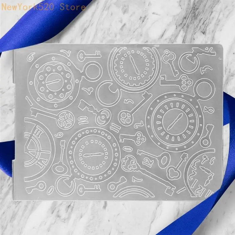 3D Clock & Key TPR Embossing Folder for Scrapbooking & Cards