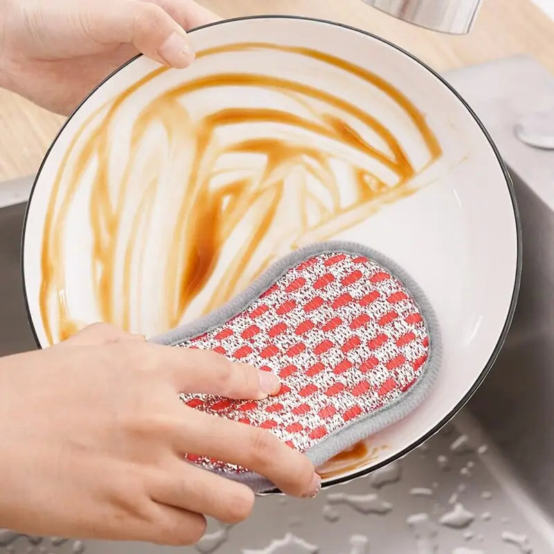 Double-Sided Microfiber Dish Sponge Scrubber – Kitchen Scrub Pad