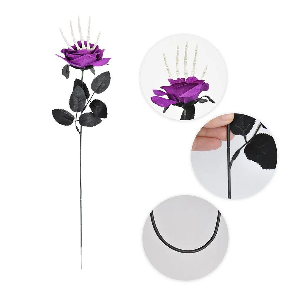 Skeleton Hand Rose Gothic Artificial Flower | Halloween Decor