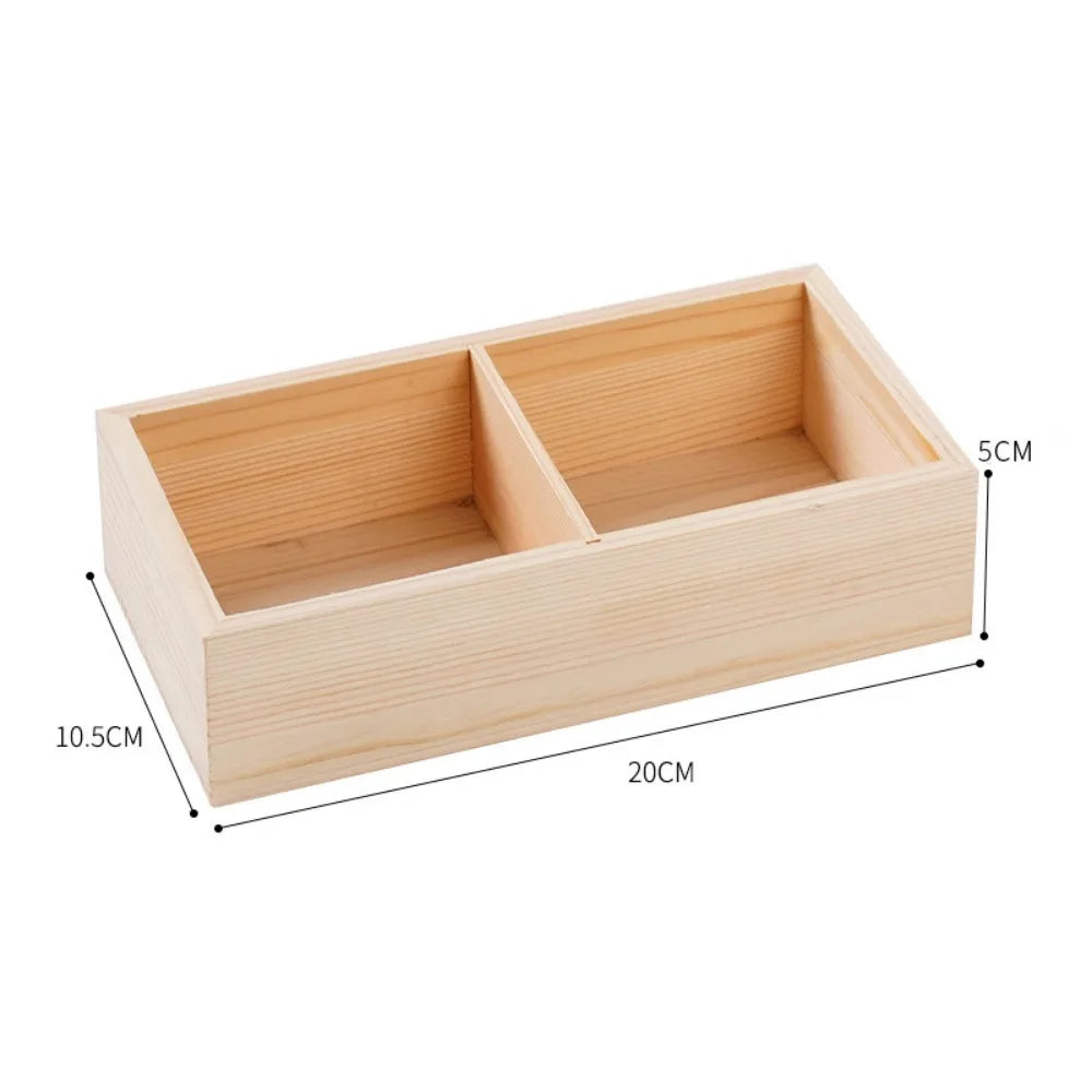 Wood Multi-Grid Desktop Organizer & Succulent Flowerpot Tray