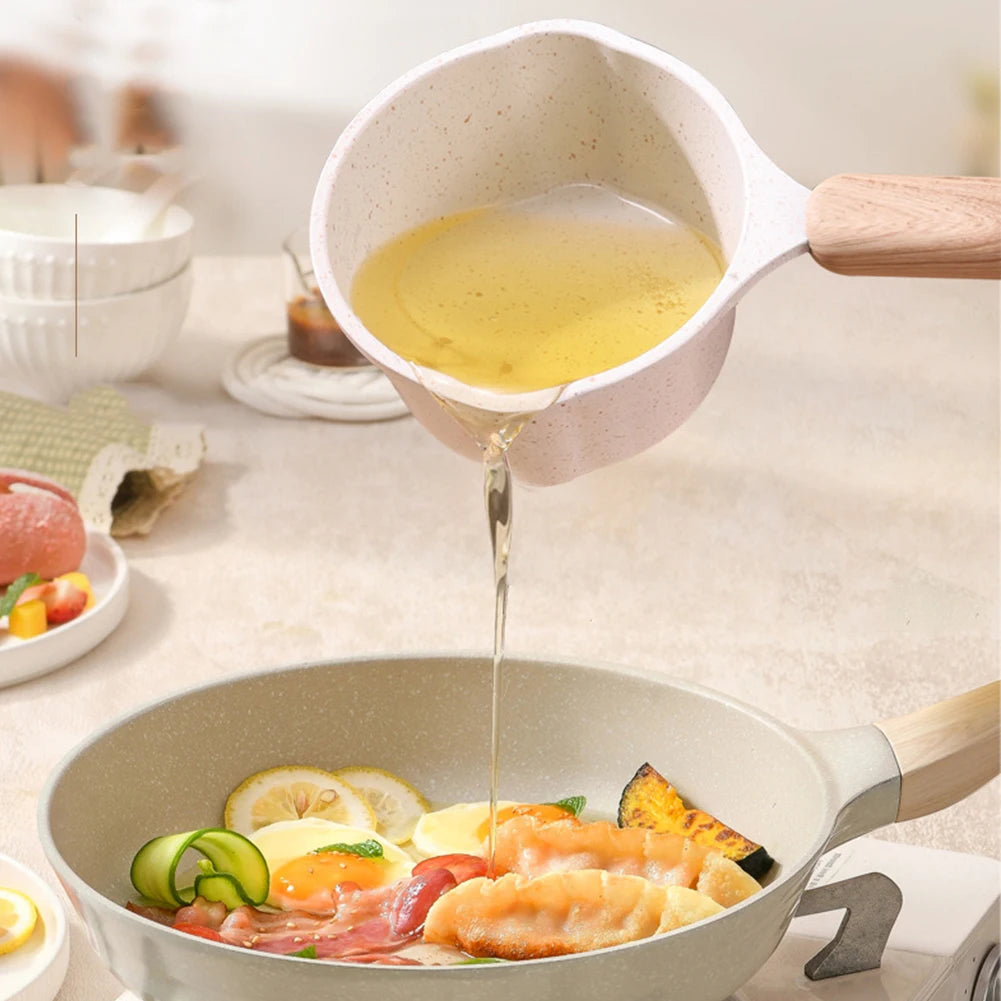 Non-Stick Mini Saucepan Butter Melting Pot Wooden Handle
