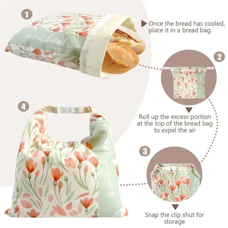 XL Reusable Beeswax Bread Bags 2 Pack – Organic Linen Cotton
