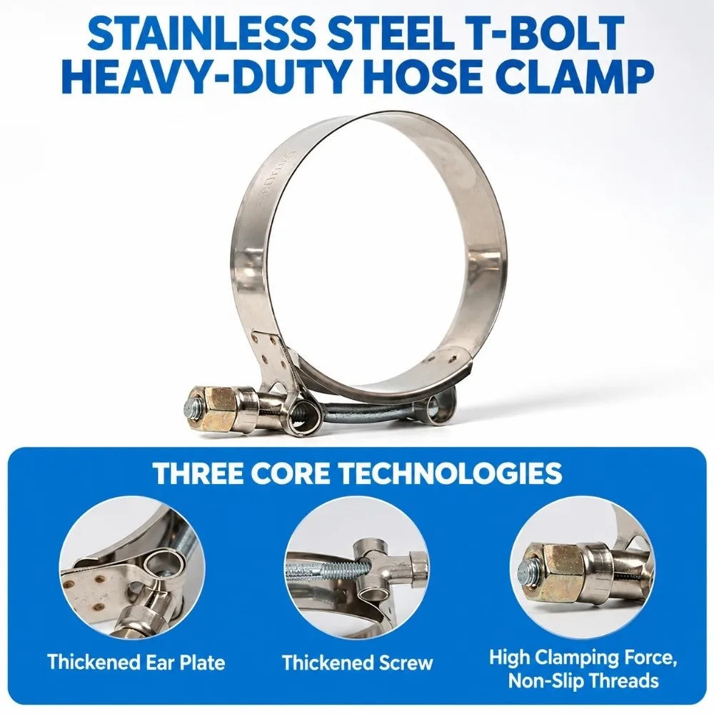 Stainless Steel T-Bolt Hose Clamp 51mm–150mm | Intake & Turbo