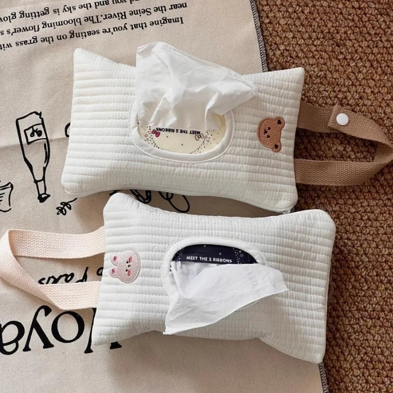 Cute Bear Car Hanging Tissue Box & Storage Bag | Flannel