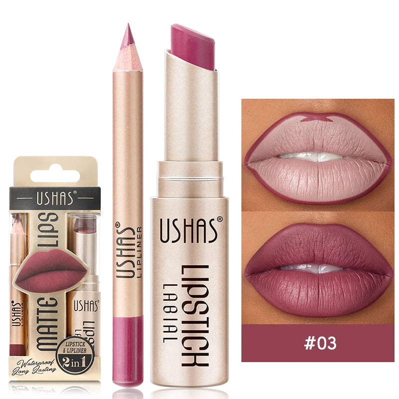 OREADEX Matte Lip Liner & Lipstick Set – High Pigment, Waterproof