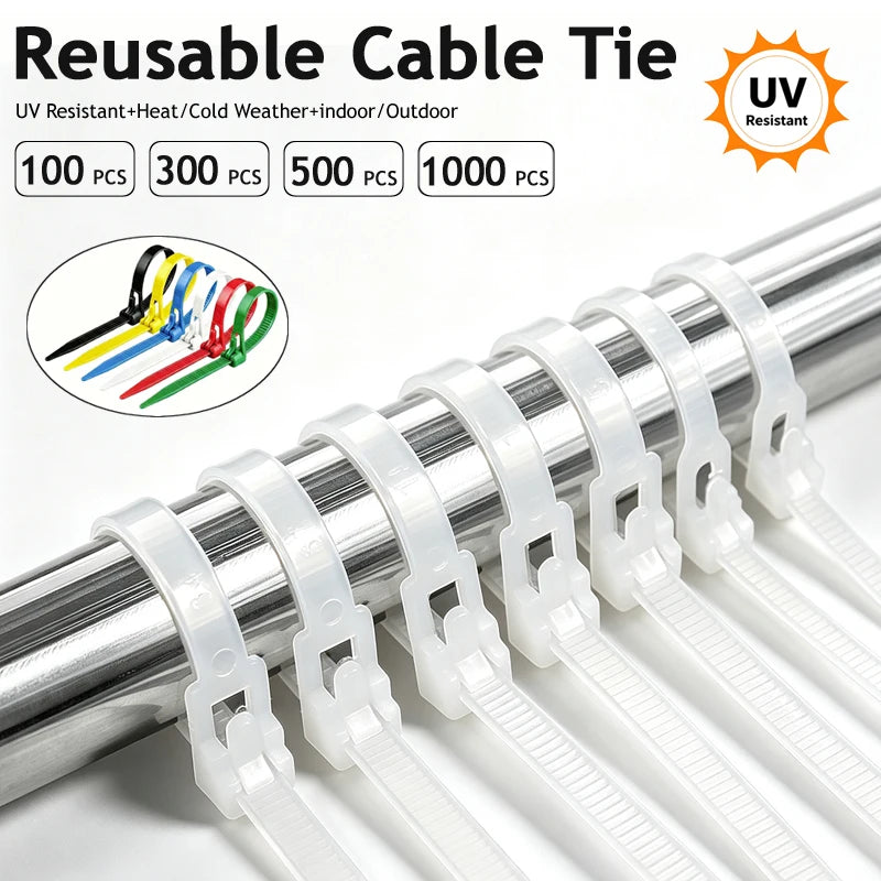 Reusable Nylon Cable Ties 50–1000 Pack | Mixed & Black