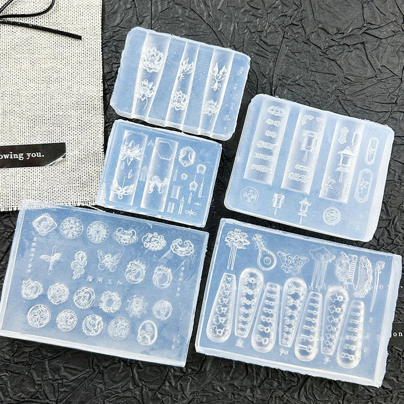 3D Silicone Nail Art Mold – Lotus Lantern Goldfish Carving Stencil