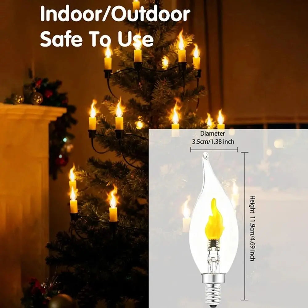Glass LED Flame Light Bulb E12 E14 E27 Flickering Candle Lamp