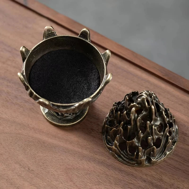 Vertical Mini Alloy Hollow Incense Burner – Tabletop Holder