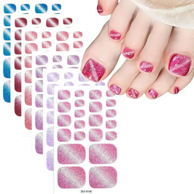 Glitter Self-Adhesive Toe Nail Wraps – Full Cover Shiny Decals