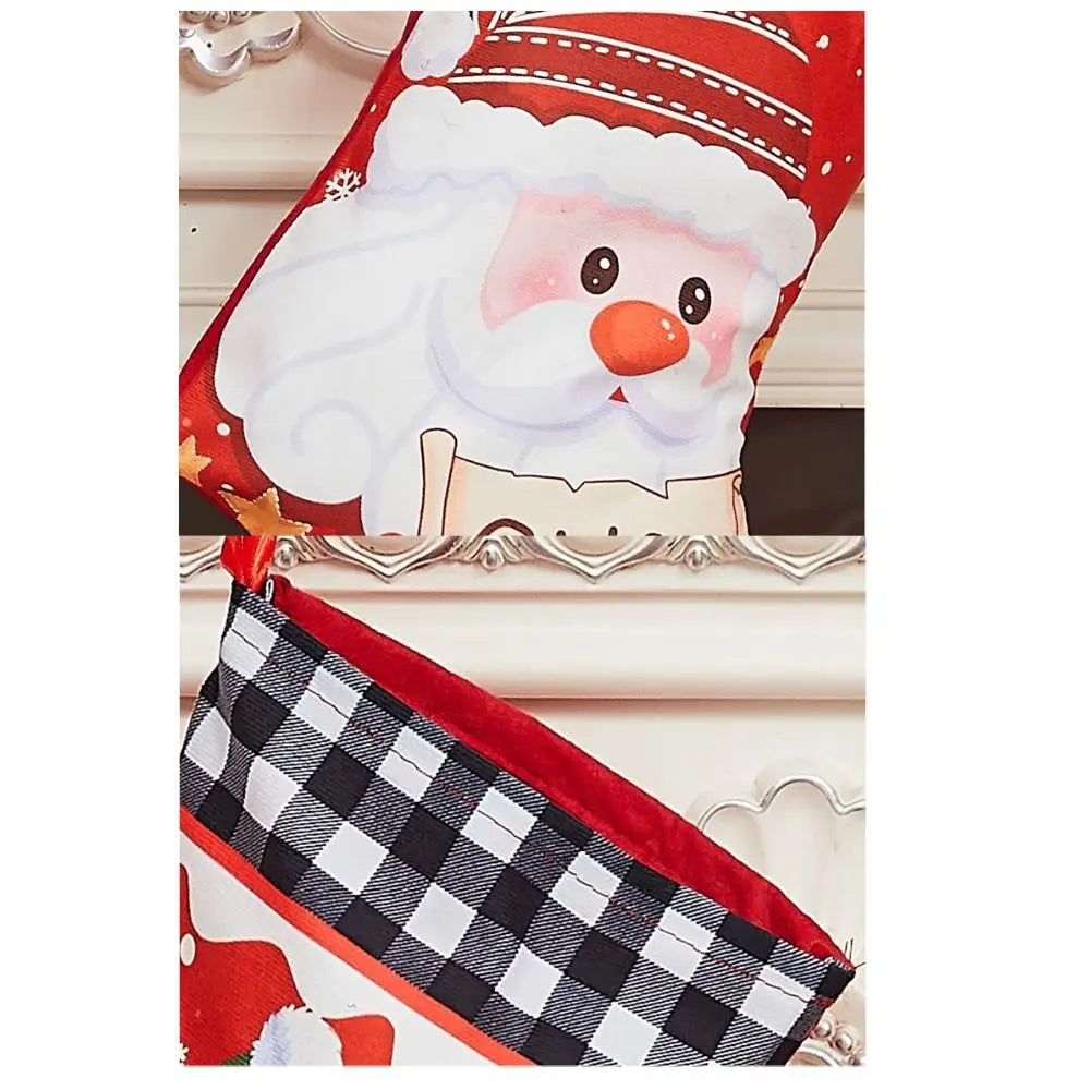 Large Cloth Christmas Stockings – Multicolor DIY Xmas Gift Bags