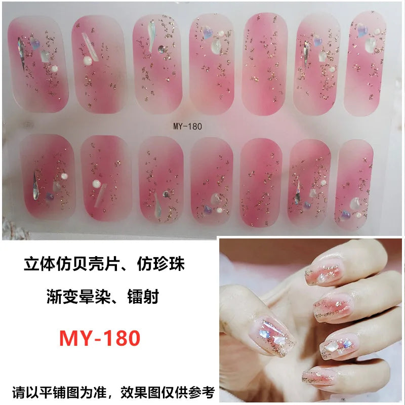 Summer Nail Art Stickers – 14-Tip Full Cover Gel Film Decals