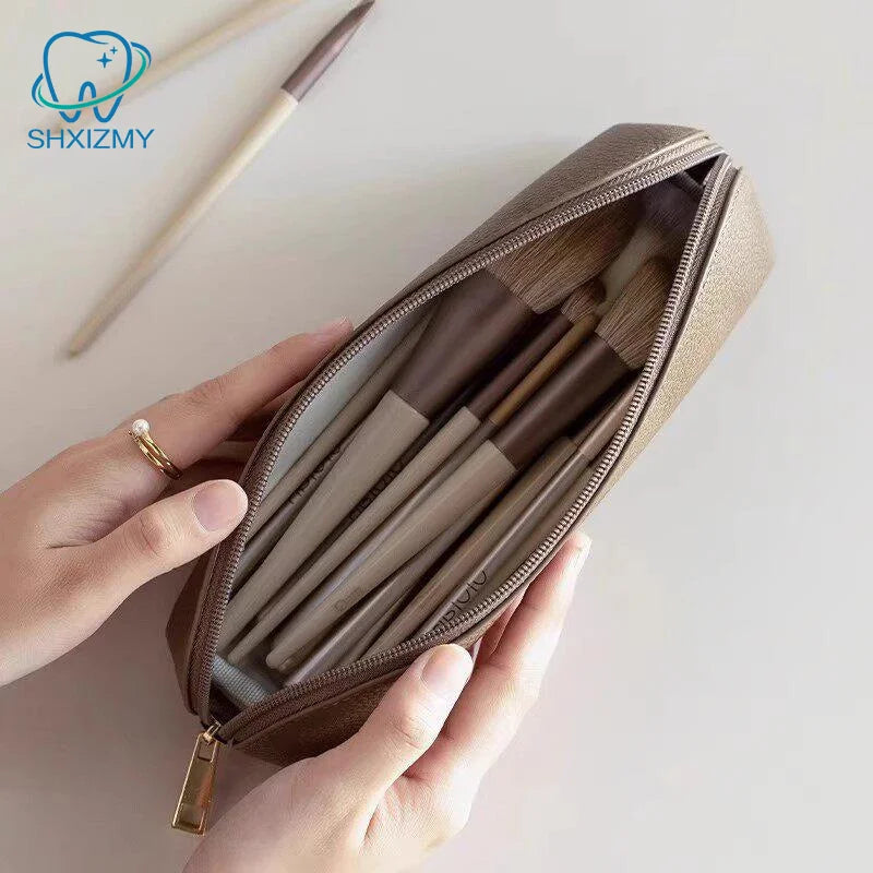 PU Leather Pencil Pouch – Waterproof Metal Zipper Case