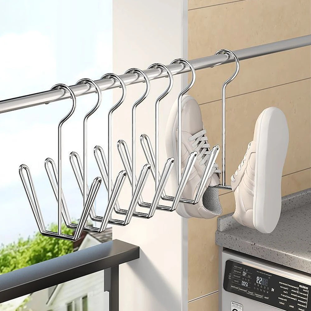 Stainless Steel Hanging Shoe Rack Double Hook – Space-Saving
