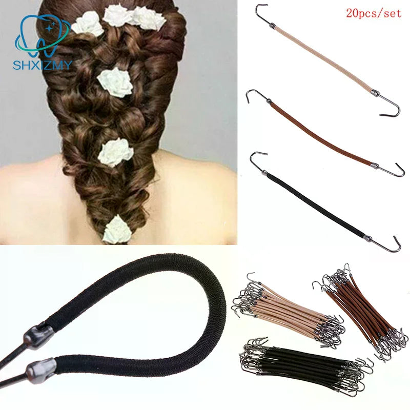 20-Pc Ponytail Hook Hair Bands – Elastic Clips for All Hair Types