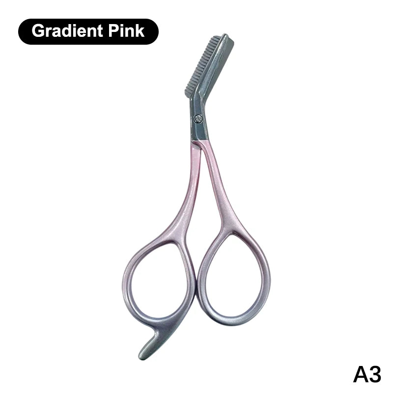 2-in-1 Eyebrow Scissors with Comb – Stainless Steel Trimmer