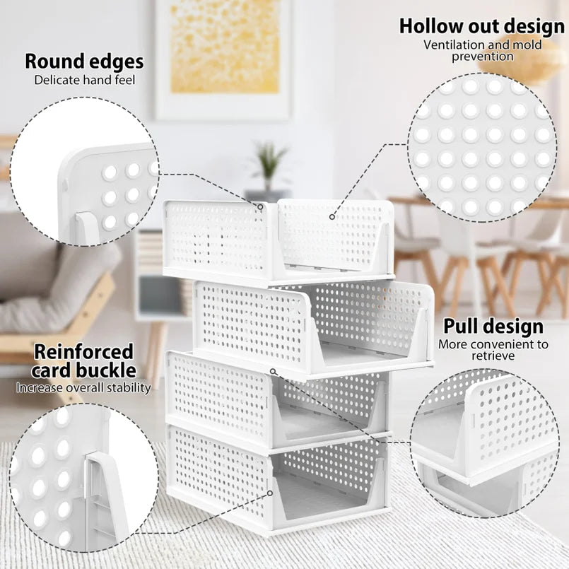 Stackable Wardrobe Storage Organiser – 4-Drawer Closet Box