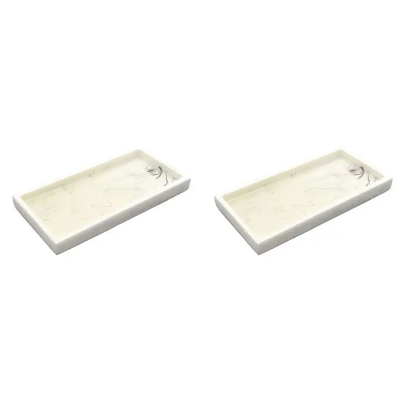 Marble Resin Storage Tray 2-Pack – Non-Slip Bathroom Organizer
