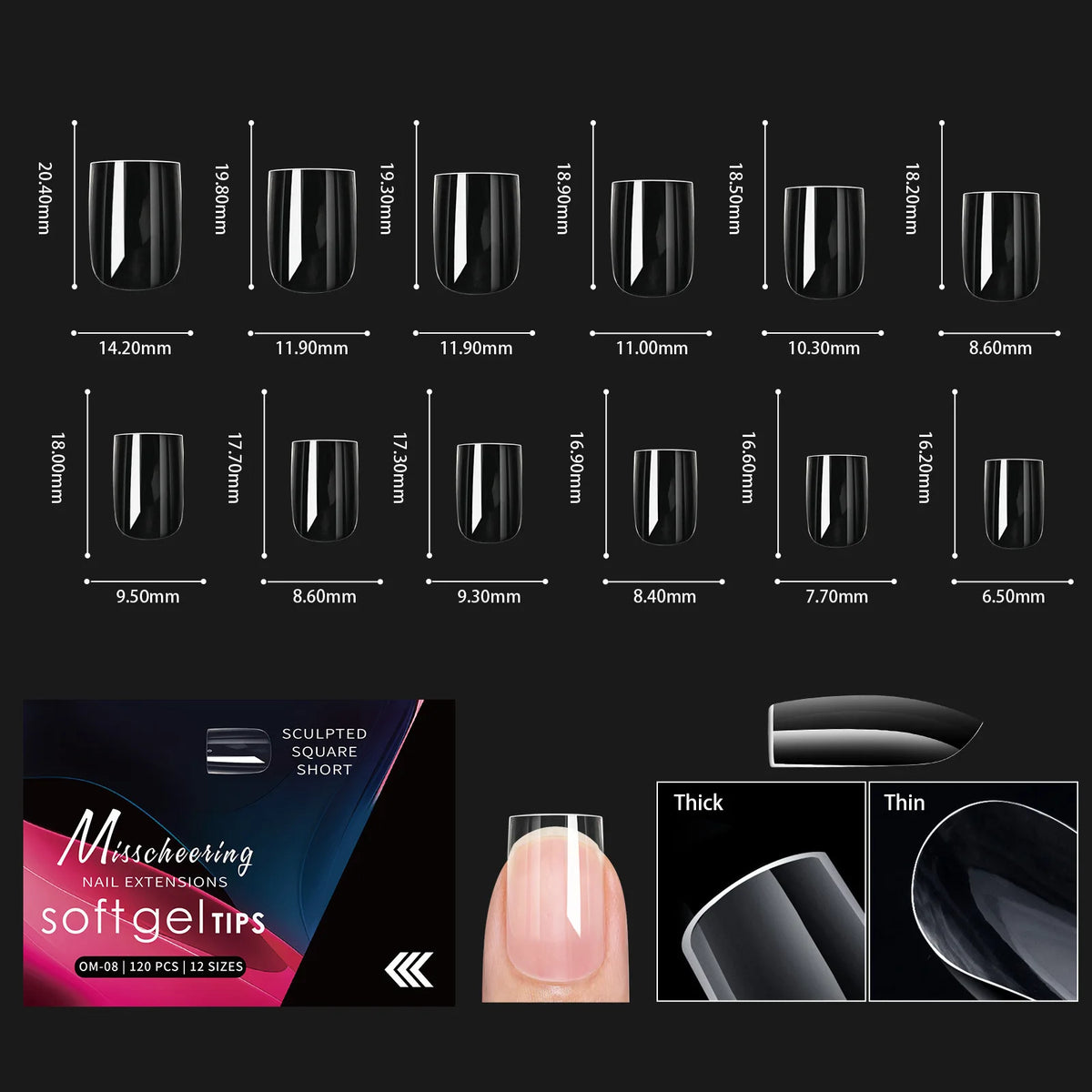 120pcs Clear Soft Gel Nail Tips – 14 Arch Styles Full Cover