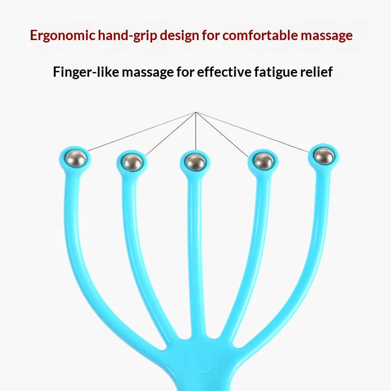 5-Finger Rolling Ball Scalp Massager – Handheld Claw Tool