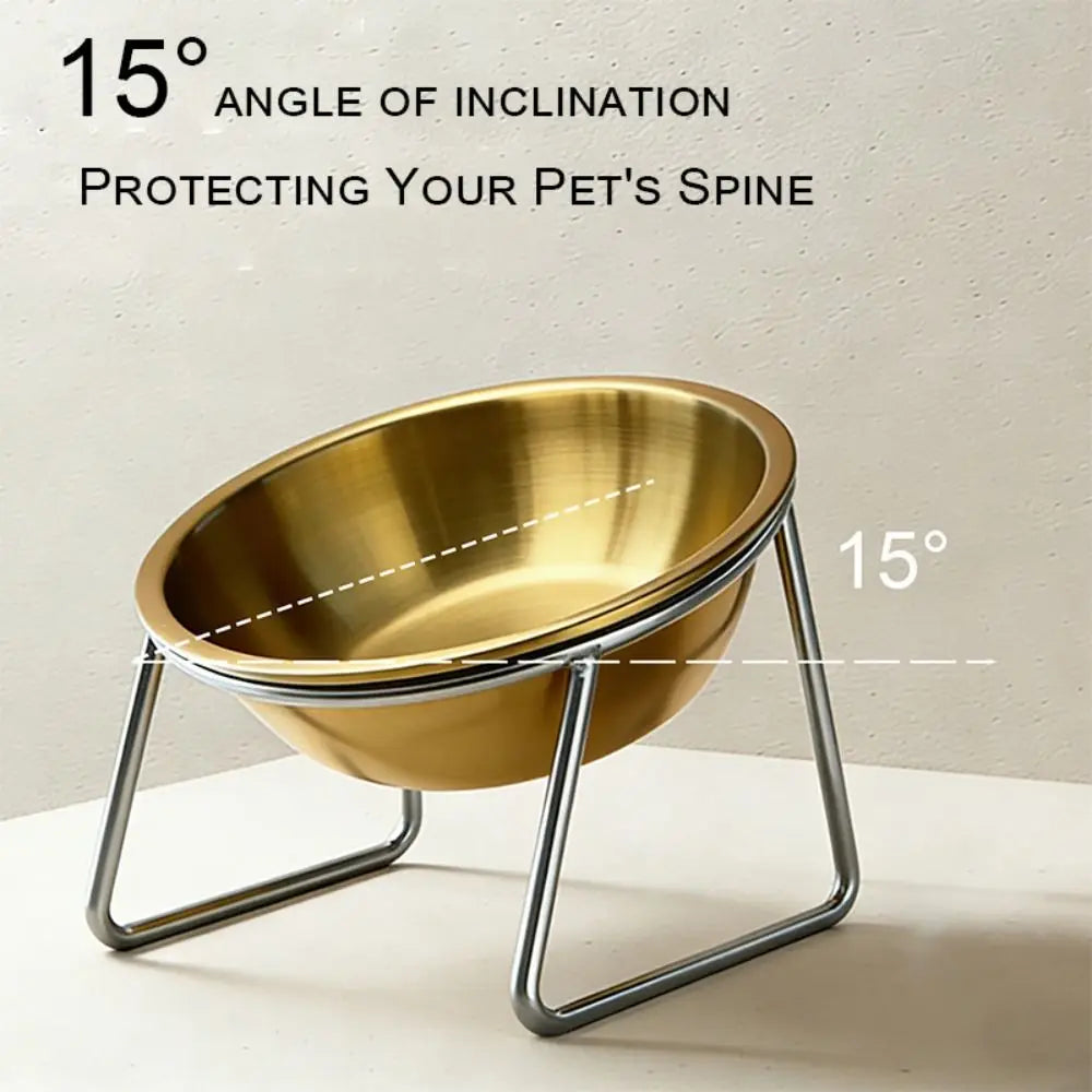 Elevated 15° Tilted 304 Stainless Steel Cat & Dog Bowl