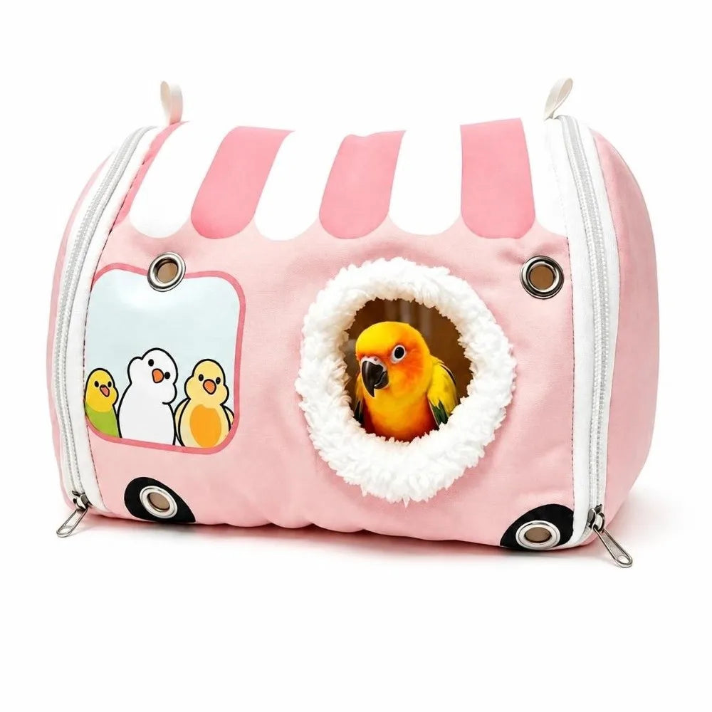 Fleece-Lined Parrot Hanging Nest Hut – Warm Bird Sleeping Tent