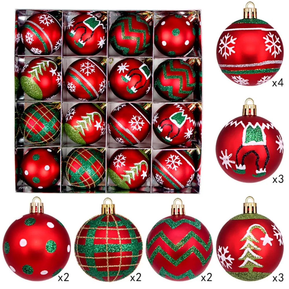16-Piece Multicolor Christmas Ball Ornaments Set – 6cm
