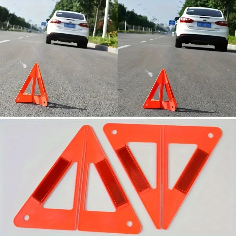 2-Pack Reflective Warning Triangles – Car Emergency Safety Kit