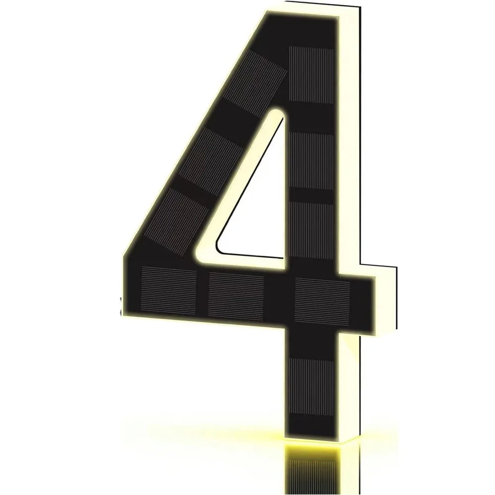 Solar LED House Numbers 6.7" IP44 Waterproof – Auto Night Light