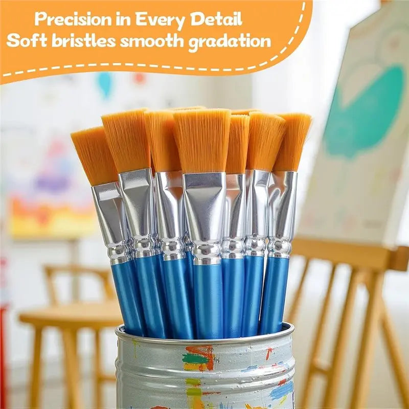 40-Piece Large Acrylic Paint Brush Set – 0.8" Flat Craft Brushes