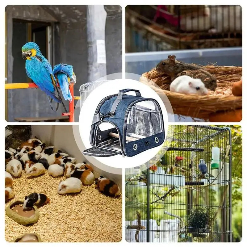 Portable Bird Carrier Backpack Travel Cage for Parrots & Small Birds