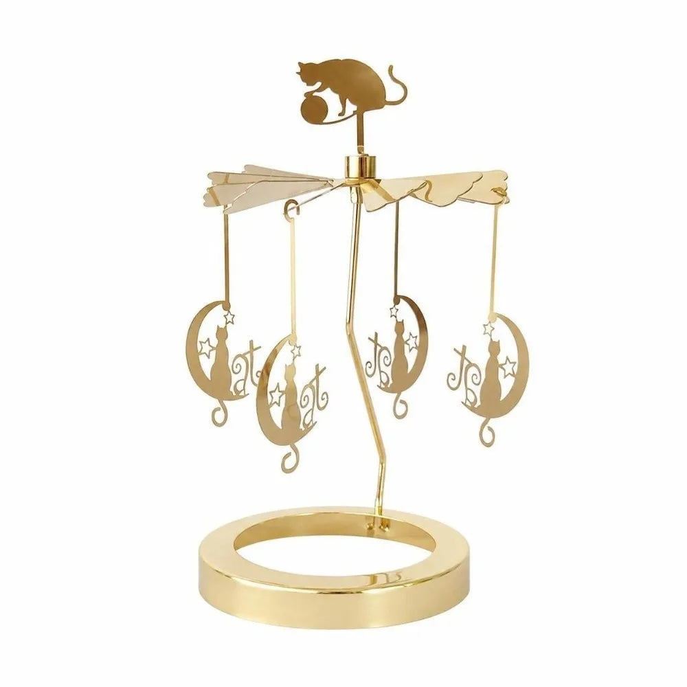 Gold Metal Rotating Candle Holder Carousel Spinner Topper