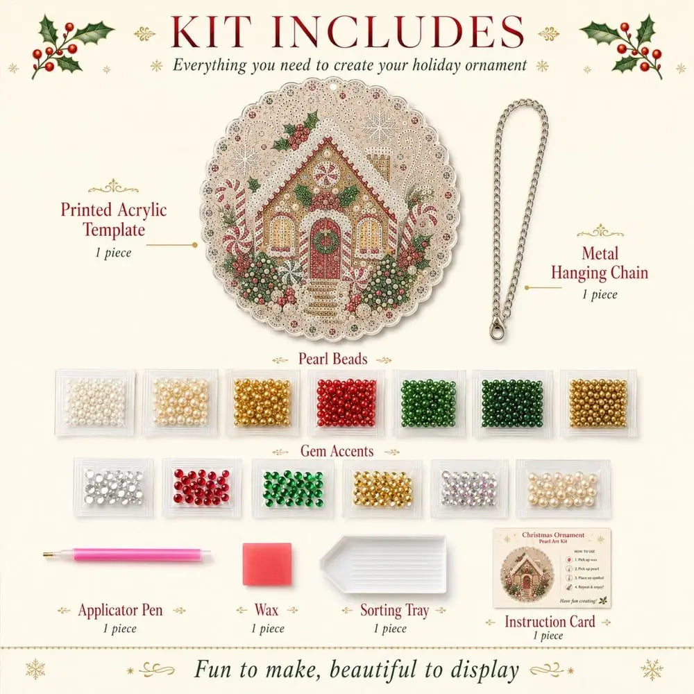 5D Christmas Pearl Diamond Painting Kit – DIY Acrylic Round Board