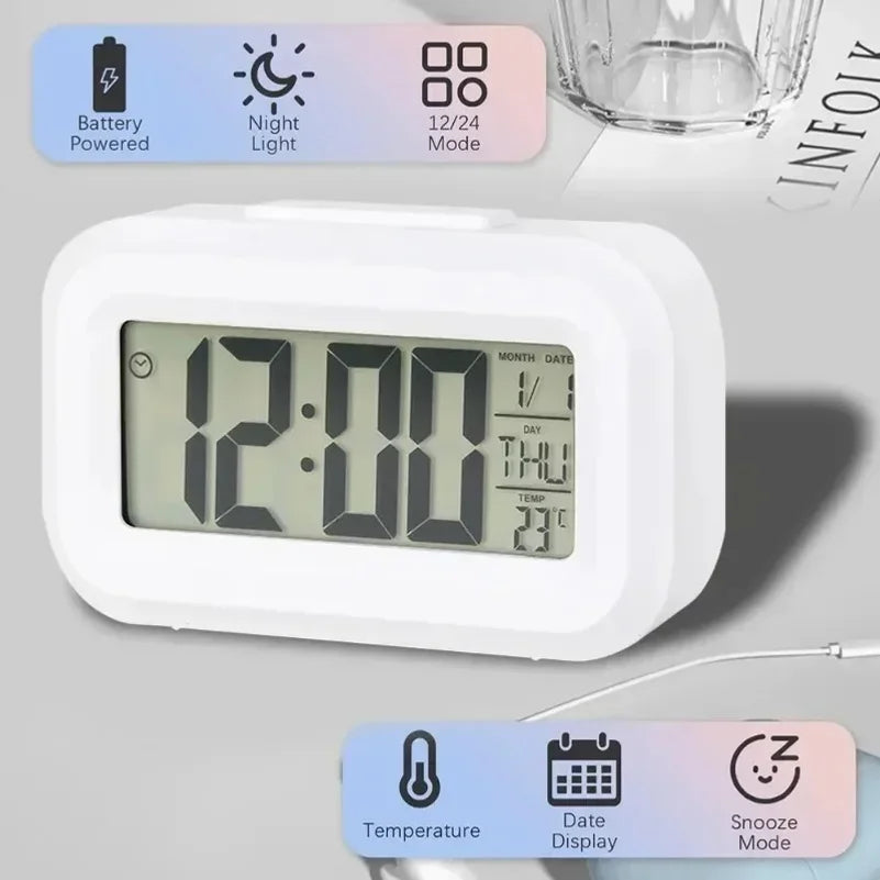 VIBE LED Digital Alarm Clock – Calendar & Temperature Display