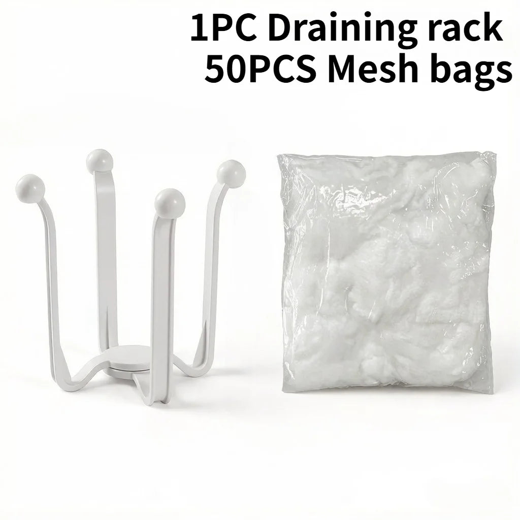 Kitchen Sink Strainer & Drain Rack Set with 50 Mesh Bags