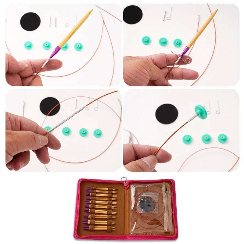Interchangeable Circular Knitting Needle Set – Bamboo & Metal
