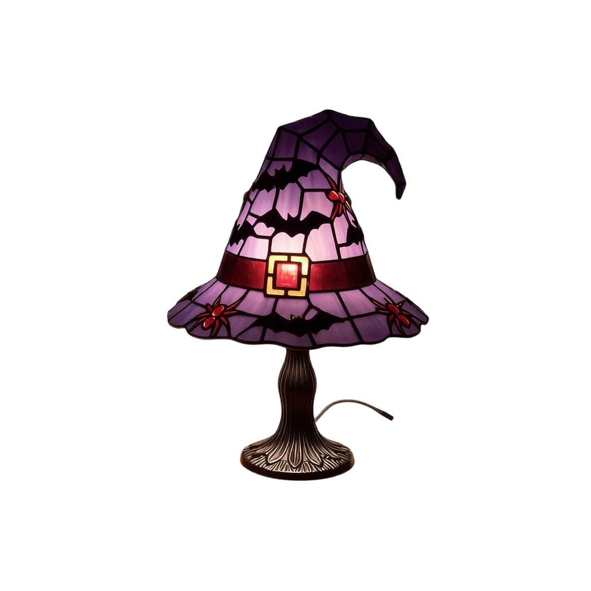 Witch Hat Stained Glass USB Table Lamp – Gothic Night Light