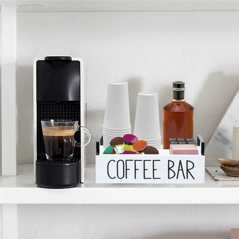 Wooden Coffee Station Organizer & Coffee Pods Holder