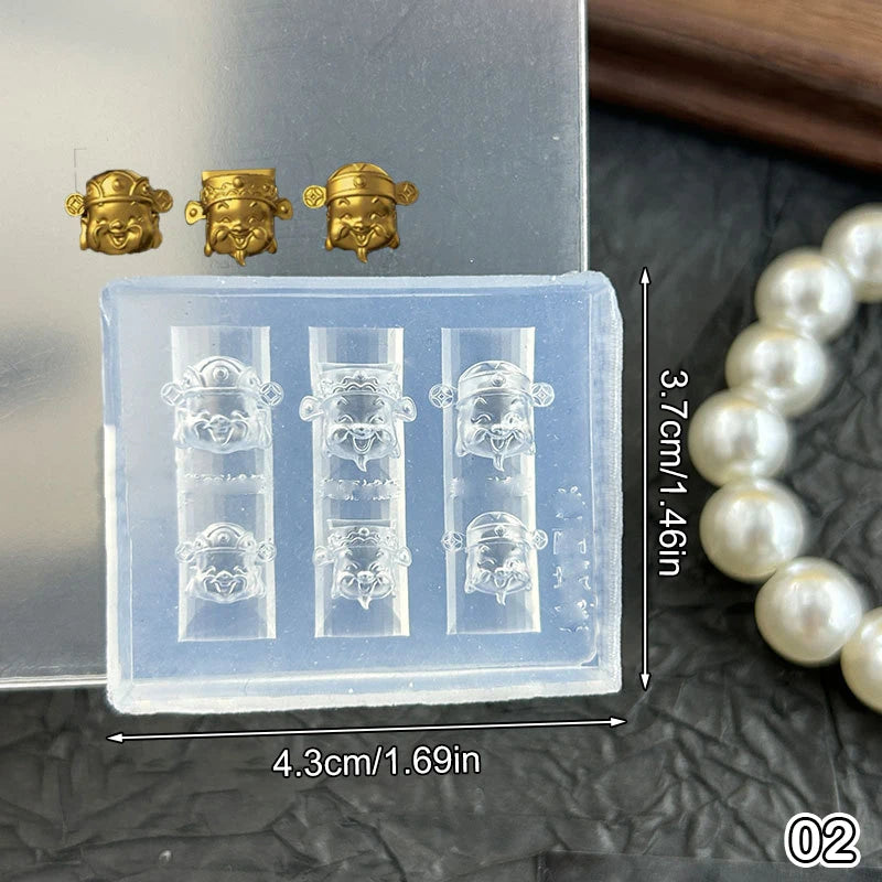 3D Silicone Nail Art Mold – Lotus Lantern Goldfish Carving Stencil