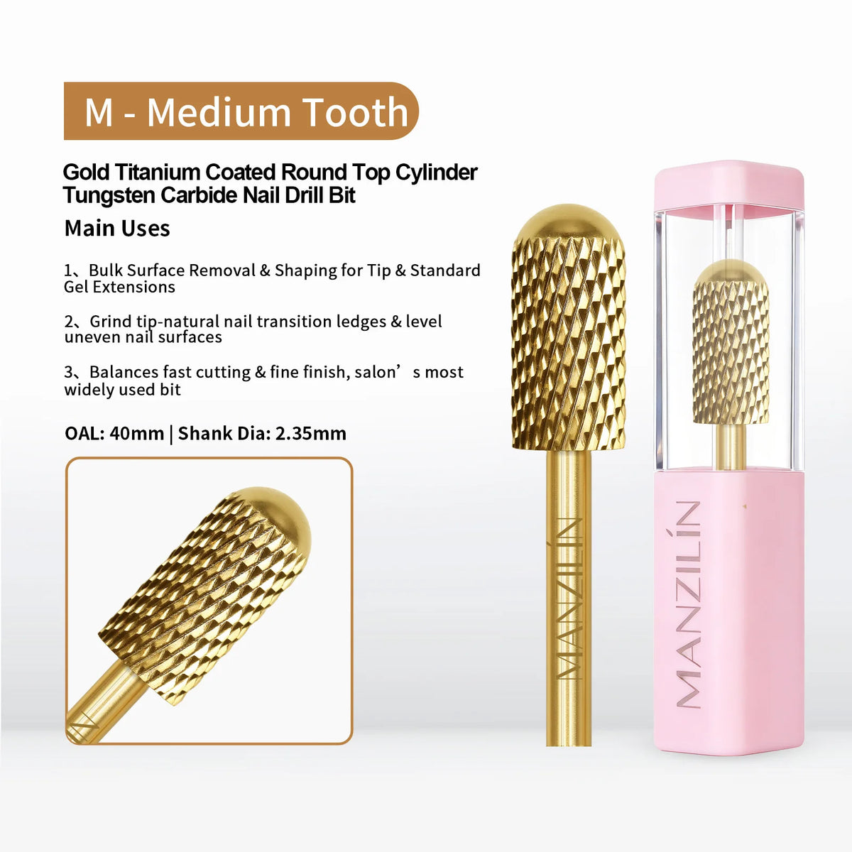 Tungsten Carbide Titanium Nail Drill Bit – Gel & Acrylic Remover