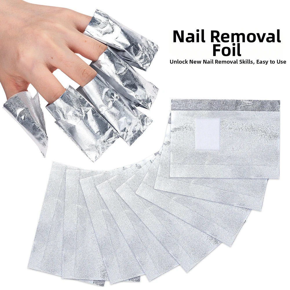 Gel Nail Polish Remover Foil Wraps with Cotton Pads 50/100Pcs