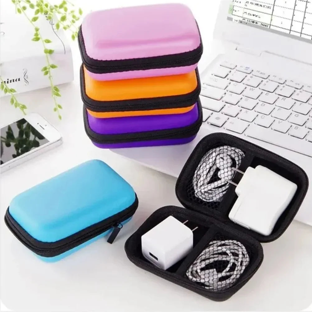 Portable PU Travel Cable Organizer Zipper Storage Bag