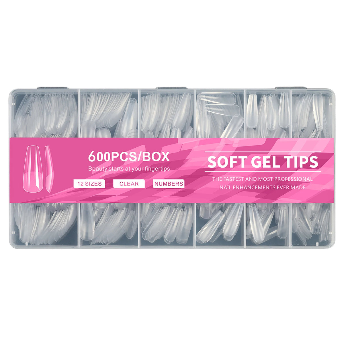 Aleekit 600pcs Soft Gel Coffin Nail Tips – 12 Sizes, Pre-Etched